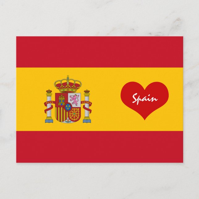 Spanska flagga med rött hjärta - Spanien/Europa Vykort (Framsida)