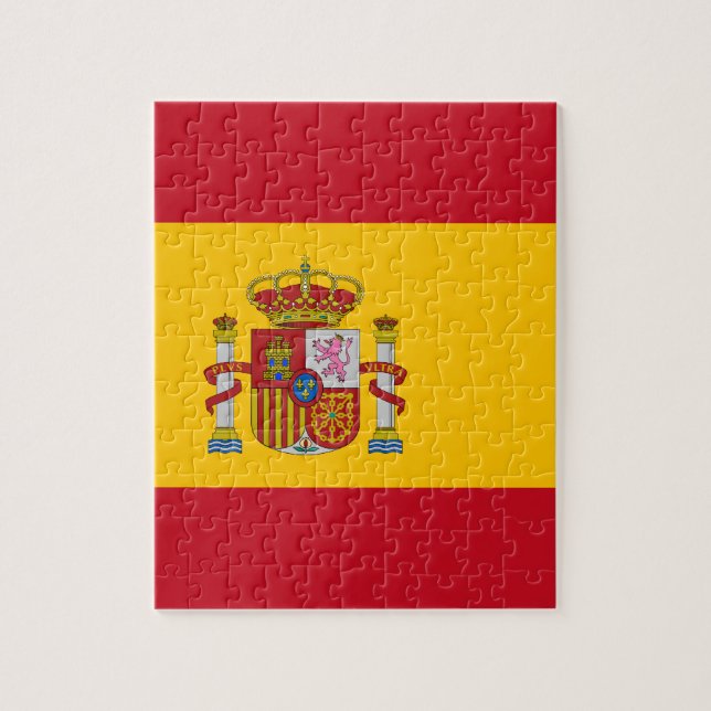 Spanska flagga med rött hjärta - Spanien/sportfant Pussel (Vertikal)
