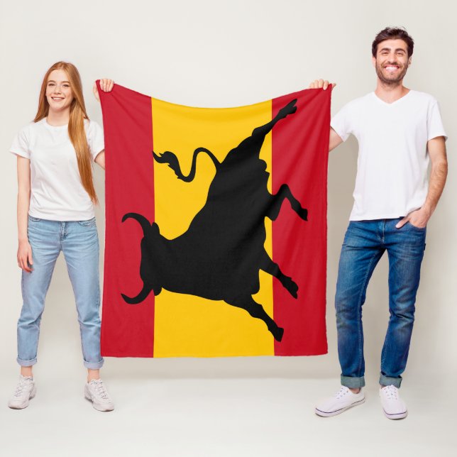 Spanska flagga med tjur fleecefilt (På plats)