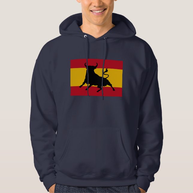 Spanska flagga med tjur hoodie (Framsida)