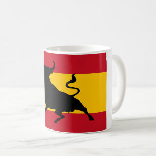 Spanska flagga med tjur kaffemugg