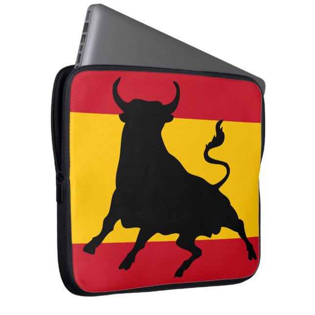 Spanska flagga med tjur laptop fodral (Framsidan Höger)