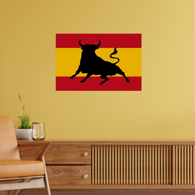 Spanska flagga med tjur poster (Vardagsrum 2)