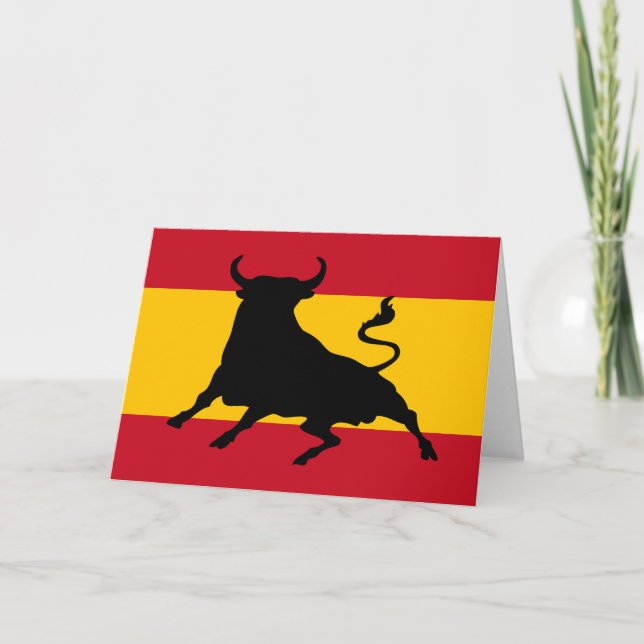 Spanska flagga med tjur tack kort (Framsida)