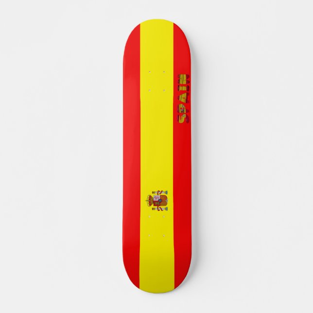 Spanska flagga mini skateboard bräda 18,5 cm (Framsida)