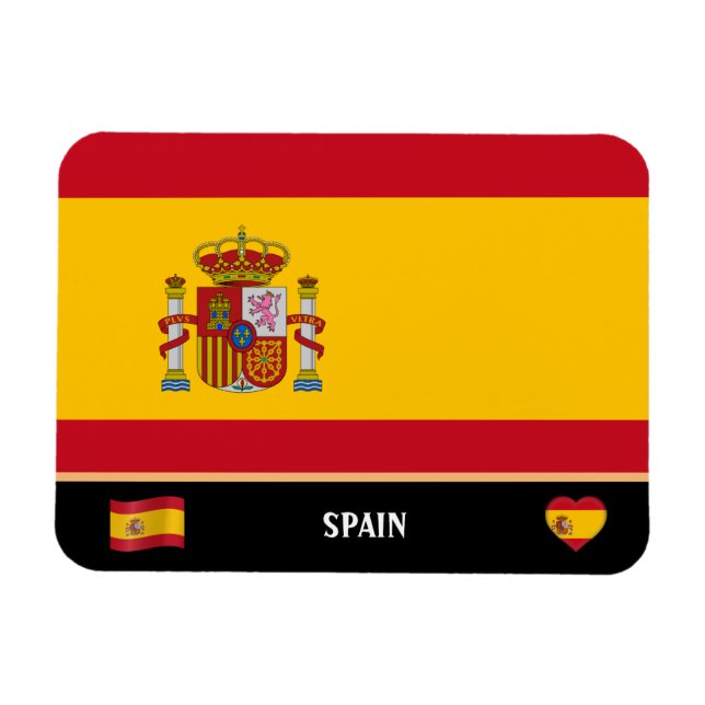 Spanska Flagga och spanska land / Spanien Magnet (Horisontell)