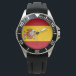 Spanska Flagga (Spanien) Armbandsur<br><div class="desc">Denna utformning är utmärkande för Spaniens flagga (på spanska känd som "España"), officiellt känd som Konungariket Spanien (på spanska, "Reino de España"), som är ett land i Sydeuropa med några fickor av territorium över Gibraltarsundet och Atlanten. Dess europeiska kontinentalterritorium ligger på den iberiska Peninsulan. Dessutom gör de afrikanska enklaverna Ceuta,...</div>