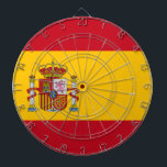 Spanska Flagga (Spanien) Darttavla<br><div class="desc">Denna utformning är utmärkande för Spaniens flagga (på spanska känd som "España"), officiellt känd som Konungariket Spanien (på spanska, "Reino de España"), som är ett land i Sydeuropa med några fickor av territorium över Gibraltarsundet och Atlanten. Dess europeiska kontinentalterritorium ligger på den iberiska Peninsulan. Dessutom gör de afrikanska enklaverna Ceuta,...</div>