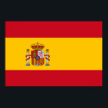 Spanska Flagga (Spanien) Poster<br><div class="desc">Denna utformning är utmärkande för Spaniens flagga (på spanska känd som "España"), officiellt känd som Konungariket Spanien (på spanska, "Reino de España"), som är ett land i Sydeuropa med några fickor av territorium över Gibraltarsundet och Atlanten. Dess europeiska kontinentalterritorium ligger på den iberiska Peninsulan. Dessutom gör de afrikanska enklaverna Ceuta,...</div>