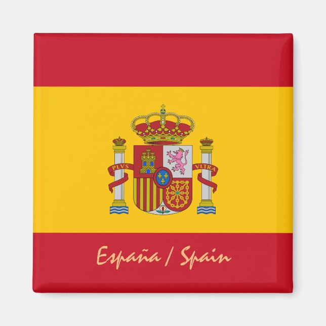 Spanska flagga & Spanien, resa, helgdag/sportfanta Magnet (Framsidan)