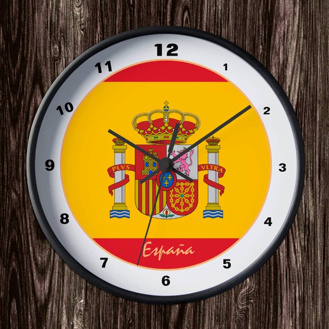 Spanska Flagga & Spanien trendig mode /designklock Rund Klocka (Skapare uppladdad)