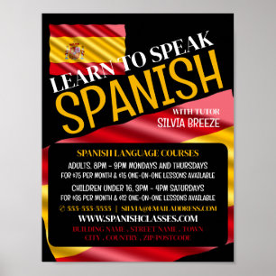 Spanska Flagga, Spanska språkkursreklam Poster