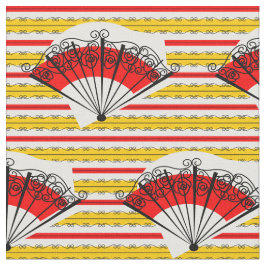 Spanska Fläkt Rand Fabric, liten utskrift Tyg