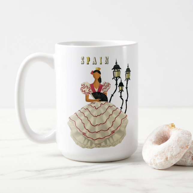 Spanska Flamenco Dancer-kvinnan Spanien Travel Art Kaffemugg (Med munk)