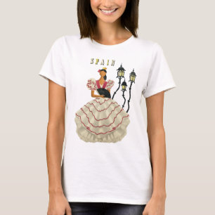 Spanska Flamenco Dancer-kvinnan Spanien Travel Art T Shirt
