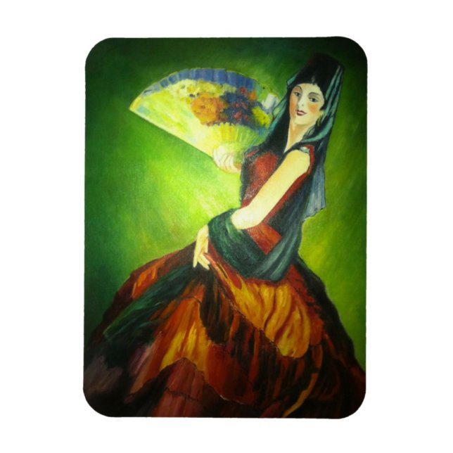 Spanska Flamenco Dancer Painting Magnet (Vertikal)