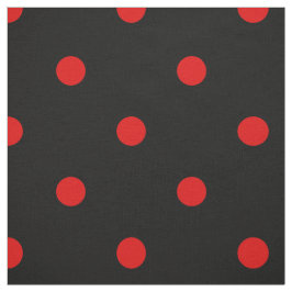 Spanska Flamenco Red and Black Polka Dot Tyg