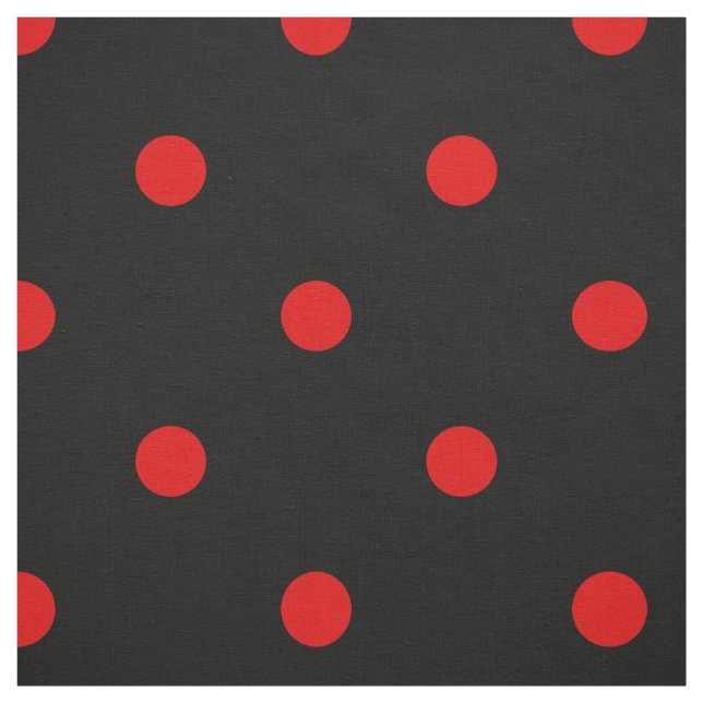 Spanska Flamenco Red and Black Polka Dot Tyg (Provkarta)