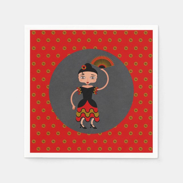 Spanska Flamengo Dancing Födelsedagsfest Pappersservett (Framsidan)