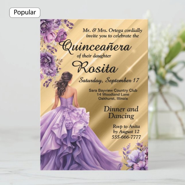 Spanska flickor 15-årsdag Quinceanera-inbjudan Inbjudningar (Skapare uppladdad)