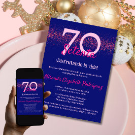 Spanska flottan Hot Pink Chic Dam 70-årsdag Inbjudningar
