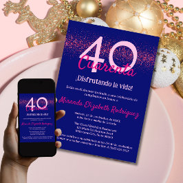 Spanska flottan Hot Pink Chic Kvinnor 40-årsdag Inbjudningar