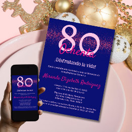 Spanska flottan Hot Pink Klassiga Kvinnors 80-årsd Inbjudningar