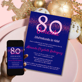Spanska flottan Hot Pink Klassiga Kvinnors 80-årsd Inbjudningar