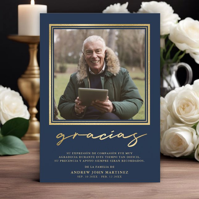 Spanska flottan och Guld-calligrafi - begravningsf Tack Kort (Skapare uppladdad)