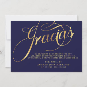 Spanska flottan och Guld Calligraphy Funeral  Tack Kort