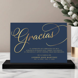 Spanska flottan och Guld Calligraphy Funeral Tack Kort
