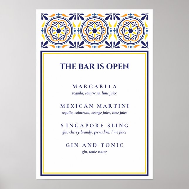 Spanska flottans gula kakel Signature Cocktail V1 Poster (Framsidan)