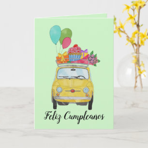 Spanska födelsedag - Retro Fiat 500-kort Kort
