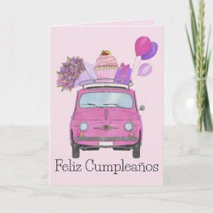 Spanska födelsedag - Retro Fiat 500-kort Kort