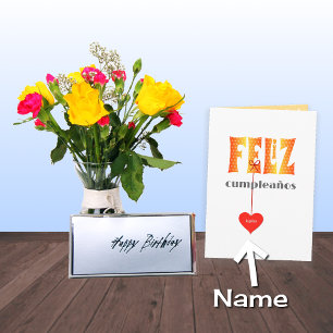 Spanska födelsedagen Personlig namn FELIZ Kort