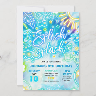 Spanska Födelsedagsfest av Stänk Bassäng Tie Dye G Inbjudningar