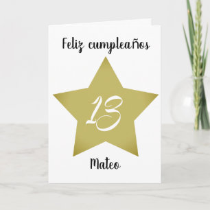 Spanska födelsedagskort Feliz 13 Cumpleaños Kort