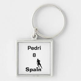 Spanska fotbollen, anpassadet fyrkantig silverfärgad nyckelring