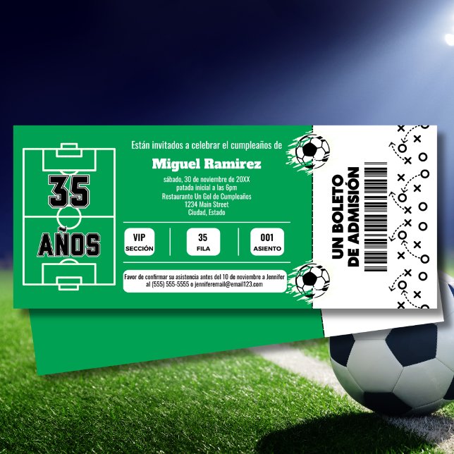 Spanska fotbollsmatchen Biljett för 35e Födelsedag Inbjudningar (Skapare uppladdad)
