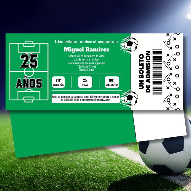 Spanska fotbollsmatchen Biljett i 25:e Födelsedags Inbjudningar (Skapare uppladdad)