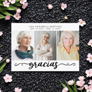 Spanska fotokollage Gracias Funeral Tack Kort