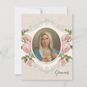 Spanska Funeral Virgin Mary Religiösa Tack Kort