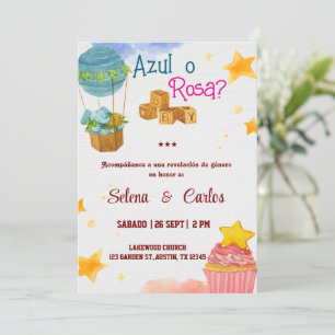 Spanska Genderna Uppmaning Boho Azul o Rosa Inbjudningar