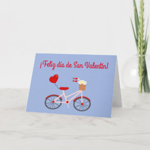 Spanska "Glad Alla hjärtans dag"-kort med cykel Helgkort