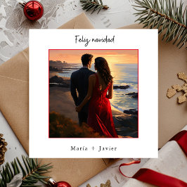 Spanska Glad Jul Elegant Kalligrafi Foto Julkort