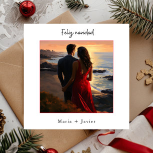 Spanska God Jul Elegant Kalligrafi Foto Julkort