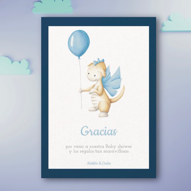 Spanska Gracias Dragon Baby Shower Tack Kort (Skapare uppladdad)
