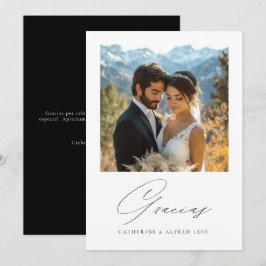 Spanska Gracias Elegant Calligraphy Bröllop Tack Kort