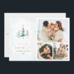 Spanska Gräs Träd 3 Photo Collage Feliz Navidad Julkort<br><div class="desc">Envíe deseos festivos con nuestra Tarjeta de Navidad con foto, que presenta un cautivador collage de 3 fotos a la derecha. El lado izquierdo presenta un sereno fondo de acuarela azul pálido adornado con delicados pinos que brillan con estrellas y polvo dorados. "Feliz" en elegante serifa y "Navidad" en elegante...</div>