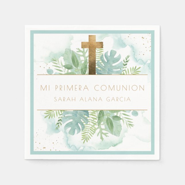 Spanska, Grey Boy/Girl First Communion Blue Pappersservett (Framsidan)